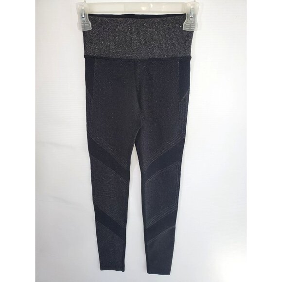 NWOT Athleta Lurex Twilight Black Shimmer Sparkle Tights Leggings Size XS 1179 - Picture 7 of 9